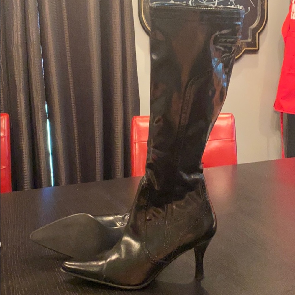 Etienne Aigner black tall boot with heel size 7.5